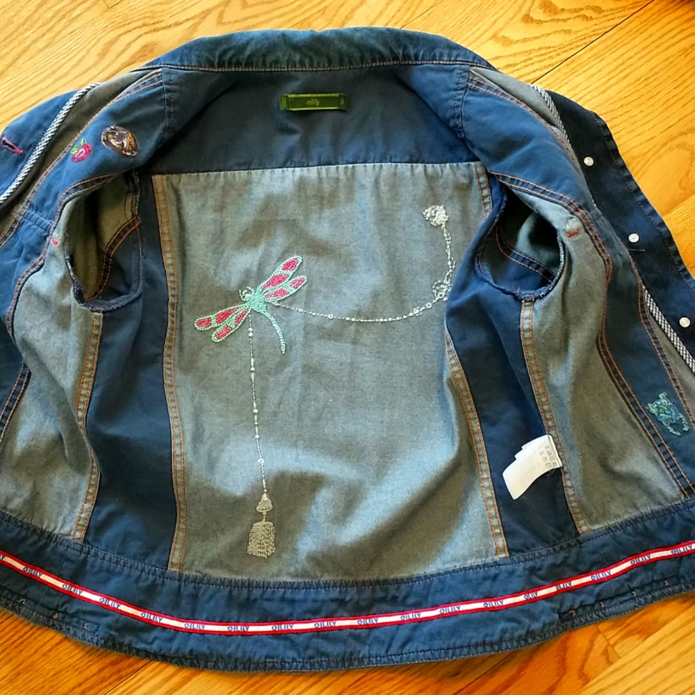 Oilily Unique Embroidered ¾ sleeve Denim Jacket 36 US 6 SMALL - Picture 10 of 12